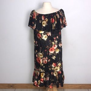 LuLaRoe CiCi flounce off shoulder velvet dress XL